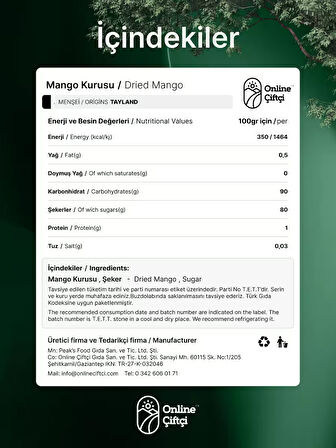 Mango Kurusu Şekerli 70Gr