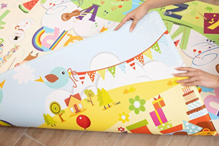 Happy Birthday Oyun Matı-Halısı 140x195cm | 15 mm, Darbe Emici, Isı Yalıtımlı, Çift Yönlü