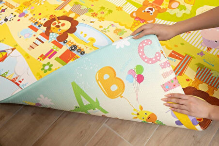 Happy Birthday Oyun Matı-Halısı 140x225cm | 15 mm, Darbe Emici, Isı Yalıtımlı, Çift Yönlü