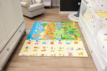 Asument Park Katlamalı Oyun Matı-Halısı 140x230cm | 10 mm, Darbe Emici, Isı Yalıtımlı, Çift Yönlü (Taşıma Çantalı)