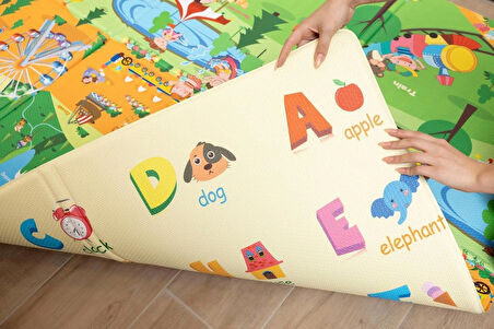 Asument Park Katlamalı Oyun Matı-Halısı 140x230cm | 10 mm, Darbe Emici, Isı Yalıtımlı, Çift Yönlü (Taşıma Çantalı)