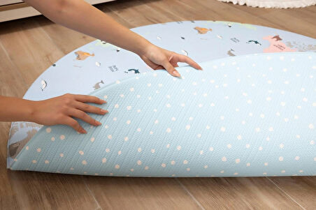 World Map Yuvarlak Oyun Matı-Halısı 140cm | 12 mm, Darbe Emici, Isı Yalıtımlı, Çift Yönlü