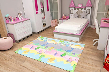 Dino Park Oyun Matı-Halısı 140x195cm | 12 mm, Darbe Emici, Isı Yalıtımlı, Çift Yönlü