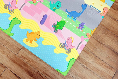 Dino Park Oyun Matı-Halısı 140x195cm | 12 mm, Darbe Emici, Isı Yalıtımlı, Çift Yönlü