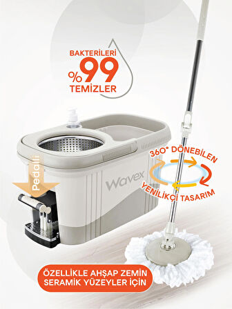 WAVEX Turbo Pedallı Temizlik Sistemi / 1 Adet Yedek Bez Hediye ( Toplam 2 Bez)