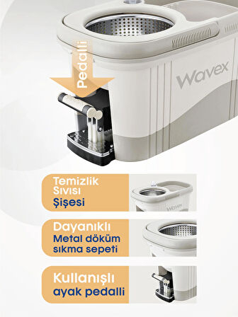 WAVEX Turbo Pedallı Temizlik Sistemi / 1 Adet Yedek Bez Hediye ( Toplam 2 Bez)