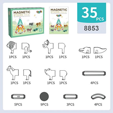 Magnetic Sticks 35 Parça Premium Manyetik Çubuklar, Bloklar, Setler (8853)