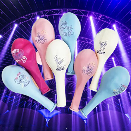 Baskılı orjinal lisanslı Lilo Stitch (stiç) 8 li balon 12 inç 30 cm. Sadece 8 li balon