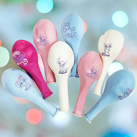 Baskılı orjinal lisanslı Lilo Stitch (stiç) 8 li balon 12 inç 30 cm. Sadece 8 li balon