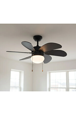 KCF279 DEKORATİF TAVAN VANTİ 60W 30"SİYAH AHSAP TAVAN VANTİLATÖR -Siyah - Ahşap