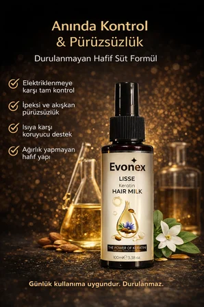 vonex Lisse Keratin Hair Milk 100 ml | Durulanmayan Saç Bakım Sütü, Elektriklenme Karşıtı