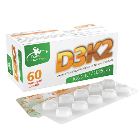 Torq Nutrition D3K2 (1000 IU / 11,25 mcg) - 60 Yumuşak Kapsül