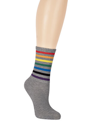 Suwen Colorful Stripe Soket Çorap