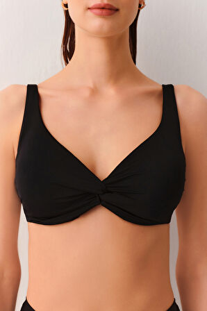 Suwen Önü Burgulu Balenli Toparlayıcı Bikini Üst