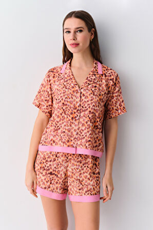 Suwen Leopard Maskülen Şort Pijama Takımı