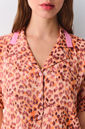Suwen Leopard Maskülen Şort Pijama Takımı