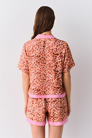 Suwen Leopard Maskülen Şort Pijama Takımı