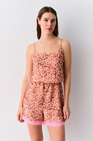 Suwen Leopard Şort Tulum