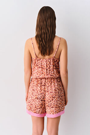 Suwen Leopard Şort Tulum