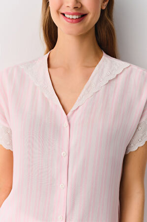 Suwen Pink Line Maskülen Pijama Takımı