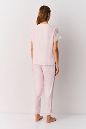 Suwen Pink Line Maskülen Pijama Takımı