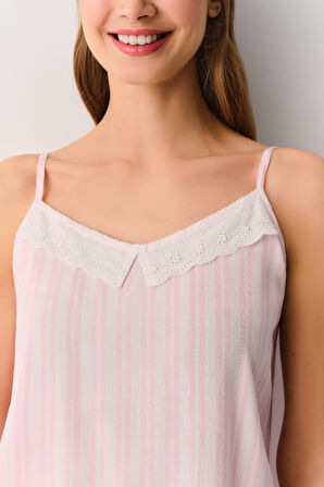 Suwen Pink Line Şort Pijama Takımı