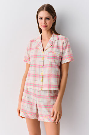 Suwen Plaid Maskülen Şort Pijama Takımı