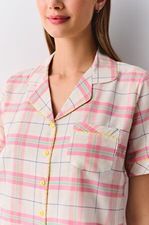 Suwen Plaid Maskülen Şort Pijama Takımı