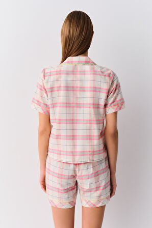 Suwen Plaid Maskülen Şort Pijama Takımı