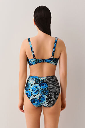 Suwen Azure Drapeli Bikini Üst