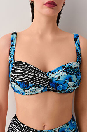 Suwen Azure Drapeli Bikini Üst