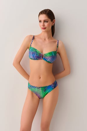 Suwen Palm Yanı Pileli Bikini Alt