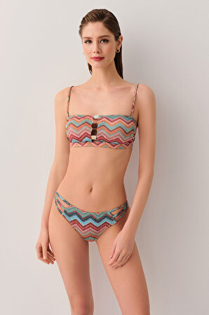 Suwen Wave Aksesuarlı Straplez Bikini Üst