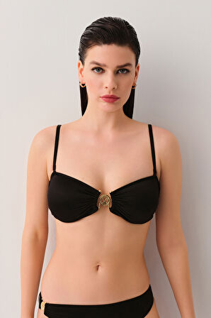Suwen Noir W Aksesuarlı Detaylı Bikini Üst