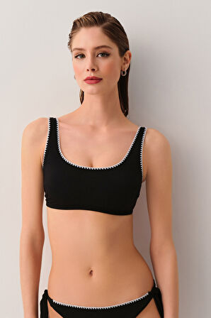 Suwen Lisa Kroşeta Detaylı Bralet Bikini Üst