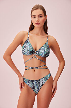 Suwen Green Snake Çapraz Bağlamalı Bikini Altı