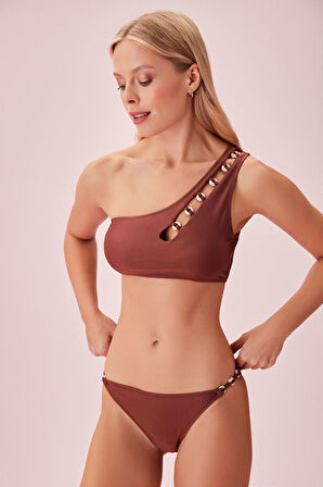 Suwen Maya Tek Omuz Aksesuarlı Bralet Bikini Üst