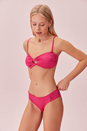 Suwen Begonvile Burgulu Straplez Bikini Üst