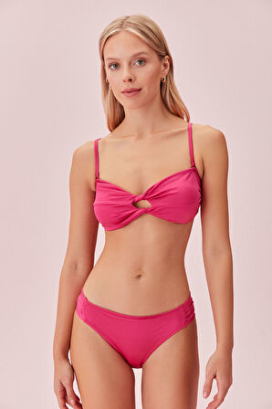 Suwen Begonvile Burgulu Straplez Bikini Üst