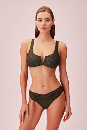 Suwen Gold Detaylı Dokulu Bikini Üst