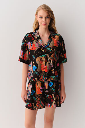 Suwen Carnaval Maskülen Şort Takımı