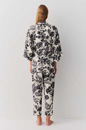 Suwen Melange Flower 3 Parçalı Pijama Takımı