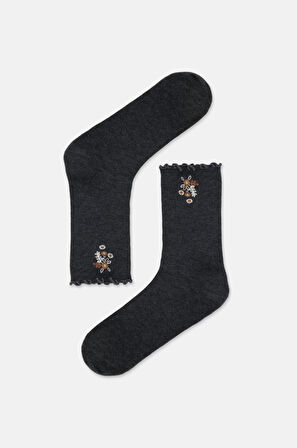 Suwen Frill Embriodery Soket Çorap