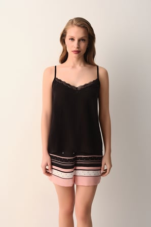 Suwen Monogram Atlet Şort Pijama Takımı
