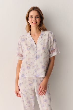 Suwen Lilac Gömlek Yaka Pijama Takımı