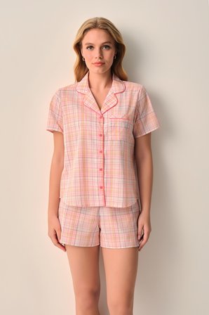 Suwen Lily Pamuklu Gömlek Yaka Şort Pijama Takımı