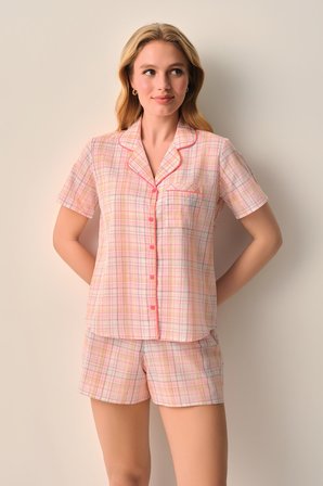 Suwen Lily Pamuklu Gömlek Yaka Şort Pijama Takımı