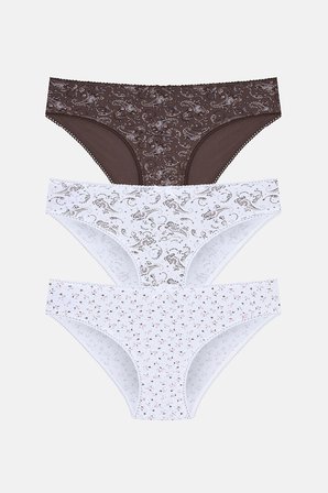 Suwen 3'lü Pamuklu Desenli Normal Bel Slip Külot