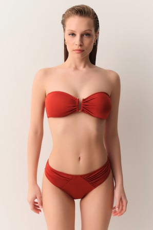 Suwen Metal Aksesuarlı Straplez Bikini Üst