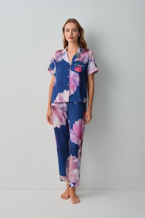Suwen Floral Gömlek Yaka Pijama Takımı